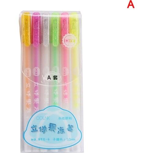 3D Glossy Jelly Ink Pen Set Colorful DIY Fluorescent Graffiti Gel Pen Gift For Kids EM88