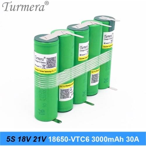 5s 18v 21v battery 18650 pack 18650 vtc6 3000mah 30a soldering battery for screwdriver battery and vacuum cleaner customized