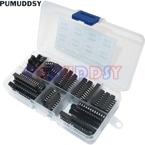 66PCS DIP IC Sockets Adaptor Solder Type Socket Kit PUMUDDSY 6 8 14 16 18 20 24 28 Pins New