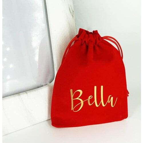 Custom Velvet Jewelry Pouch, Wedding Favor Gifts Bag With Logo, Personalized Name Flannel Drawstring Jewelry Packaging Pouches