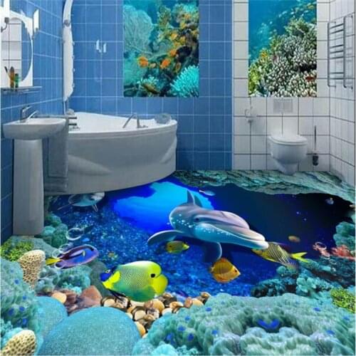 Beibehang papel de parede infantil Large Custom Wallpaper Mural Underwater World 3D Bathroom Flooring 3d wall murals