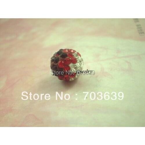 Free Shipping 10mm Red Gradient Crystal Loose Beads Disco Ball Micro Pave Beads For Jewelry Making 50pcs/Lot
