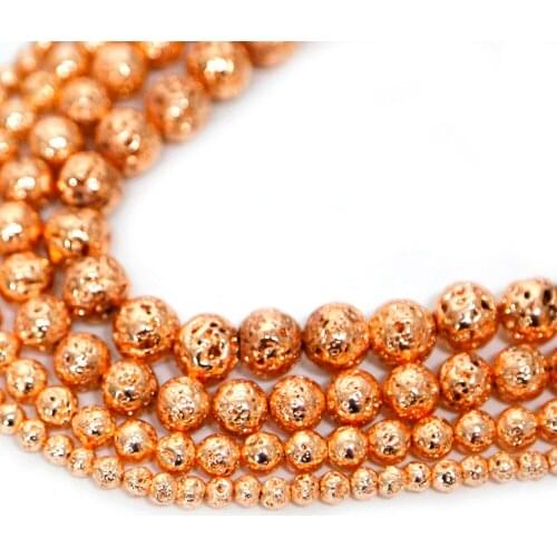 4/6/8/10mm Natural Stone Beads Rose Gold Lava Hematite Beads Round Loose Beads For Jewelry Making DIY Bracelet Necklace