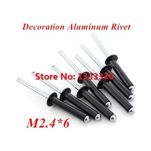 100pcs M2.4*6 Black Aluminum POP Rivet Core Pulling Decoration Rivets