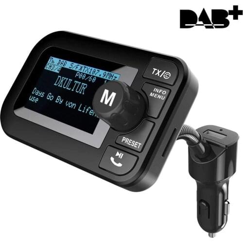In-Car DAB/DAB+ Digital Radio with FM Transmitter 87.6-107.9MHz 2.3 inch LCD screen Band III 174-240MHz