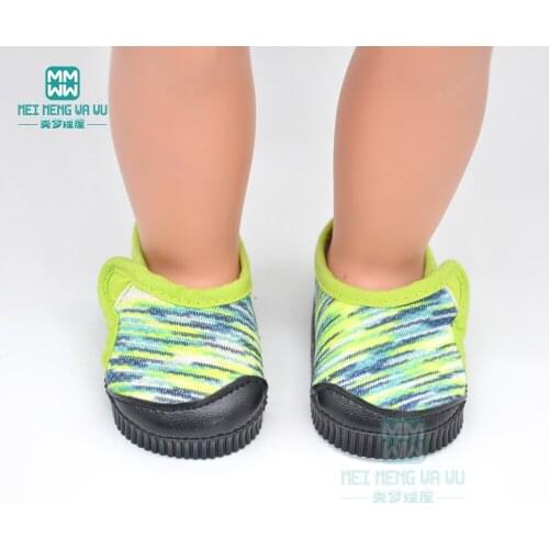 7cm Baby shoes for doll fit 43-45 cm toy new born doll accessories and American doll fashion knit sneakers sports shoes