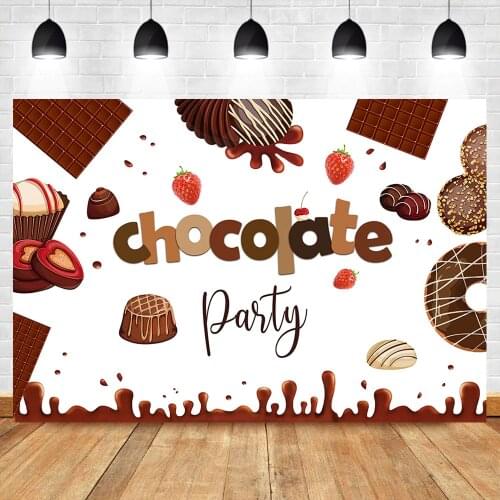 Chocolate Cake Theme Birthday Photography Backdrops Baby Shower Banner Dessert Table Photographic Props Background Photography
