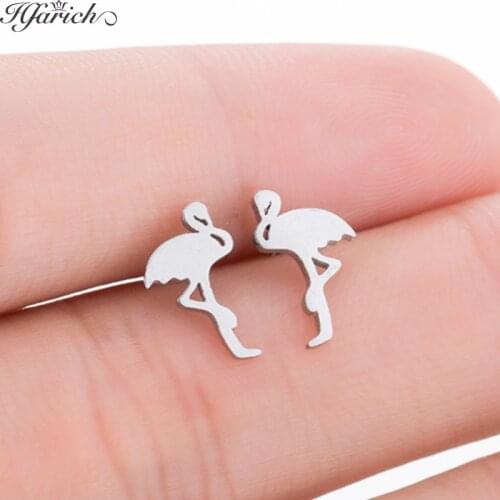 Hfarich Charming Sweet Cute Flamingo Earrings Generous Charm Simple Female Jewelry Ear For Women Girls Graduation Party Gifts