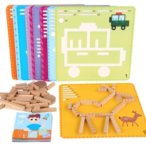 Montessori Early Education Toys Wooden Shape Building Blocks Enhance Attention Training Children Intellectual Game Kids Gifts