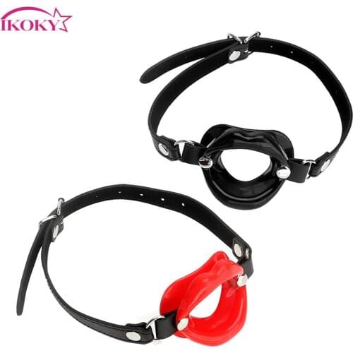 IKOKY O Ring SM Bondage Adult Product Rubber Lips Sex Toys for Couples Oral Fixation Leather Open Mouth Gag Fetish