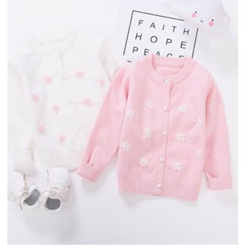New Fashion Girls Sweaters Cute Flower Girls Cardigans Coat Spring Autumn Girls Clothing Knitted Sweater Jacket AA4115