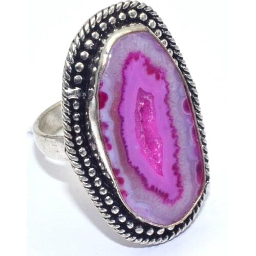 Genuine Solar Agate Ring Silver Overlay over Copper, USA Size : 6.75 , R7293