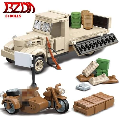 BZDA WW2 Military Second World War Building Blocks Nissan 180 Truck Japanese Army Transport Vehicle Bricks Kids Toys Gifts