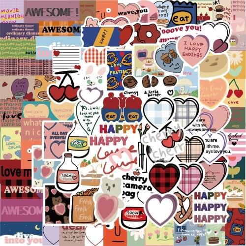 90Pcs/Lot Korean Sweet Stickers Waterproof Sticker Luggage Laptop Notebook Bottle Car Decal Dropshipping