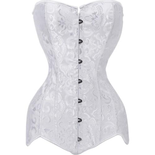 Lace Up Corset 14 Steel Bones Long Torso Bustiers Corsets Top Overbust Corselet Gothic Clothing Corsage Medieval Ladies