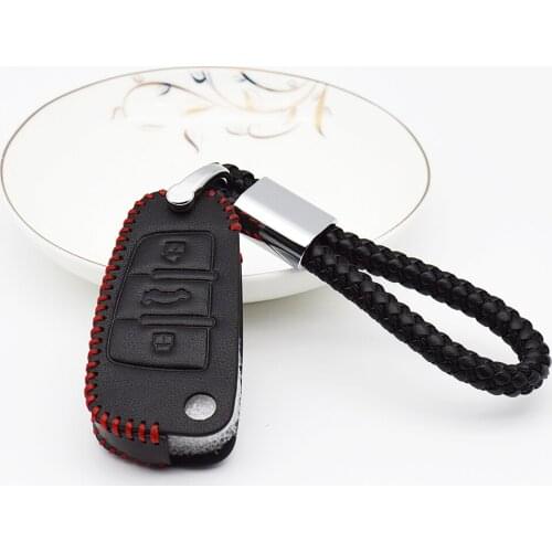 Leather Car Key Cover Case For Audi A3 8L 8P A4 B6 B7 B8 A6 C5 C6 4F RS3 Q3 Q7 TT A7 A8 R8 A1 A5 S1 S3 RS6 2005 2006 2007 2008
