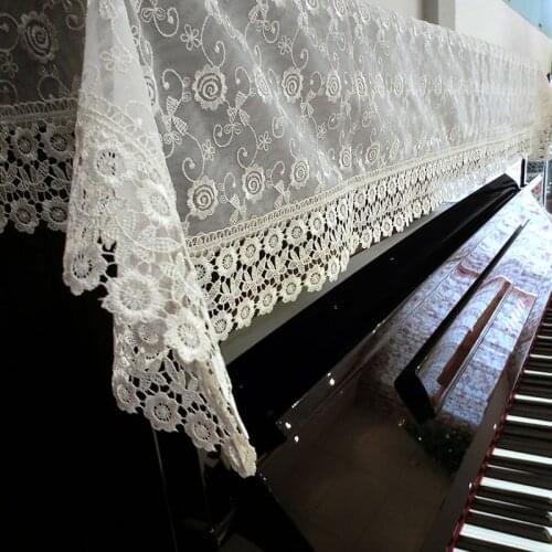 Proud Rose Lace Piano Cover Pastoral Piano Towel Dust Cover 90*180cm Embroidery Piano Half Cover Cloth Upright Piano Cover