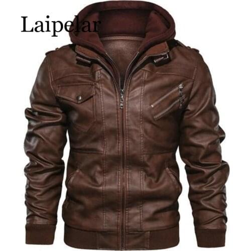 Laipelar Spring Fashion Motorcycle Leather Jacket Men Slim Fit Oblique Zipper PU Jacket Autumn Men Leather Jackets Coats Black