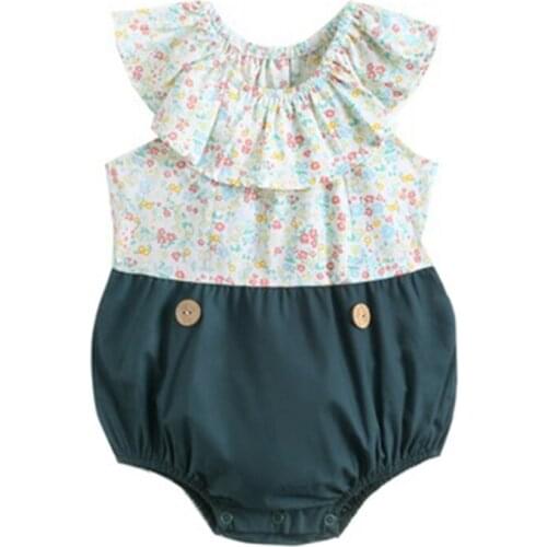 Baby Girls Summer Bodysuits Cotton Toddler Clothes Floral Sweet Sleeveless Infants Clothing