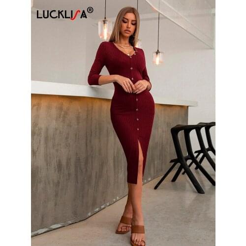 LUCKLISA Fashionable Knitted Dresses