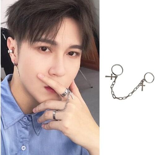 Fashion punk hip hop geometric adjustable ring simple black cross multi-layer ring mens and womens dating party jewelry gifts