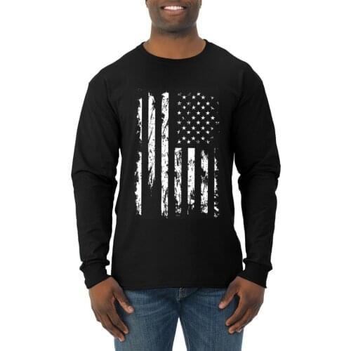 United States Flag Distressed USA Mens American Pride Long Sleeve Men T-Shirt