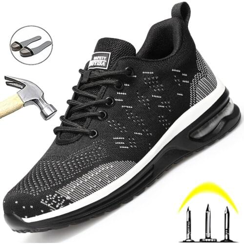 Breathable New Safety Shoes Men Anti-smashing Anti-piercing Work Shoes Fashion Sports Shoes Indestructible Shoes Sneakers Male