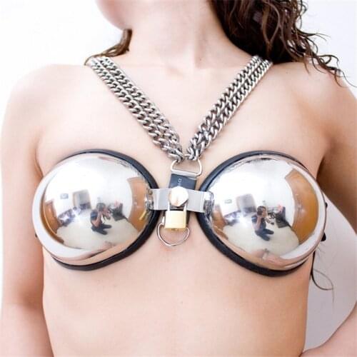 Stainless steel bra female chastity device breast protection limit chastity belt cospiay fetish adult game sex toys for women
