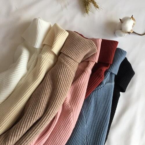 Autumn Winter Halloween Sweater Women Knitted Ribbed Pullover Sweater Full Sleeve Turtleneck Jumper Soft Warm Femme Korean Tops