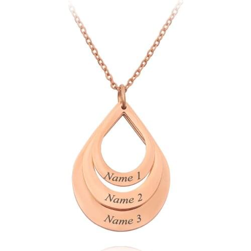 New Fashion Name Engraved Drop Water Pendant DIY Customized Stainless Steel Date Letter Necklaces Gift for Couple Women Birthday