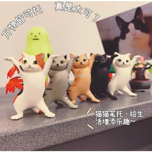Penholder student stationery cat pen holder Mini cute cat ornament pen stand cute desk accessories desk accessories funny toy
