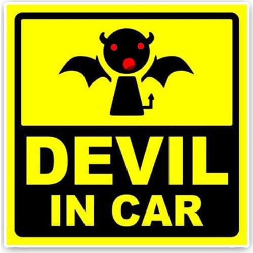 Warning Sign Car Sticker Cartoon DEVIL IN BABY Decoration Colored Decals 14cm*14cm