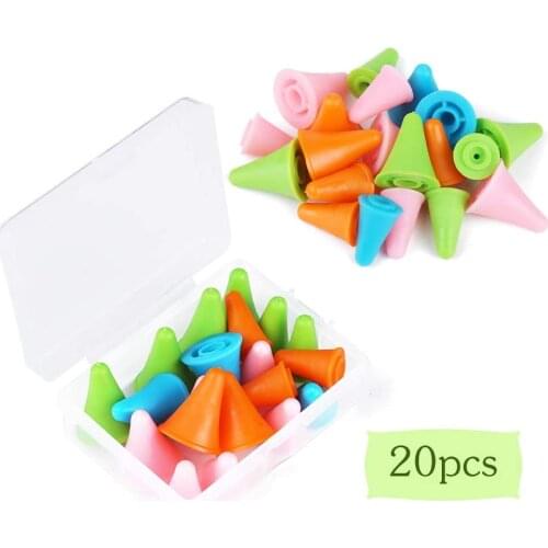 LMDZ 20 PCS Mixed Color Knitting Needles Point Protectors/Stoppers with Plastic Box, Include 10 Small & 10 Large, Knit Needle