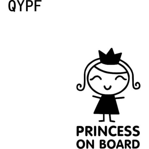 QYPF 8.1CM*12.7CM PRINCESS ON BOARD Vinyl Decal Baby Gril Car Sticker Black/Sliver C14-0016