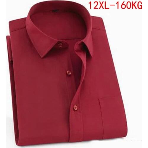Mens Short Sleeve Big Shirt Large Size 10XL 11XL 12XL 13XL 14XL Business Office Comfortable Summer Lapel Red Shirt 8XL 9XL