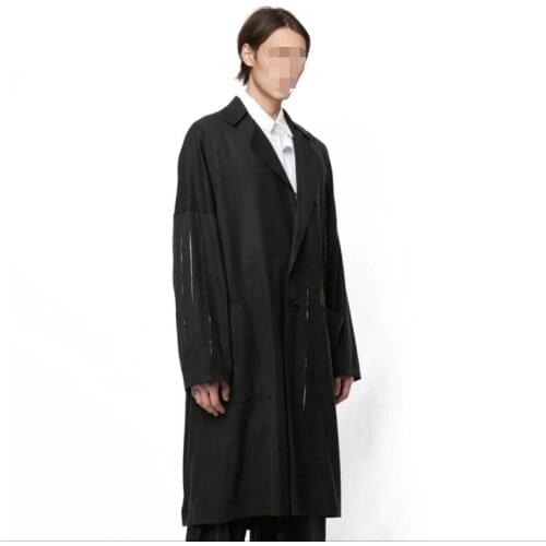 S-6XL!!2020 Fur edge black and white trench coat hollowed-out long coat woollen men and women