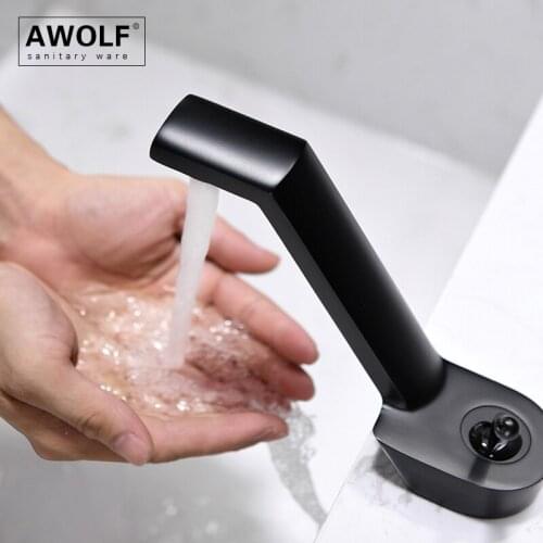 Solid Brass Bathroom Basin Sink Faucet Matt Black Deck Mounted Brushed Gold Hot And Cold Mixer Water Tap Single Hole ML8114