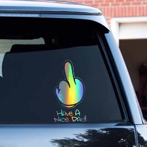 Car Styling HAVe A Nice DAY ! Middle Finger Car Stickers and Decals Creative Funny Carbon Fiber 3D Stickers On Car Auto Stickers
