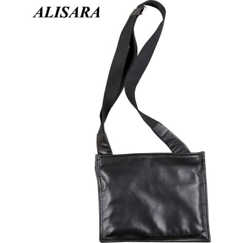 Alisara Mens Messenger Bag First Layer Cow Leather Top End Slim Business Crossbody Shoulder Handbag Male Casual Satchel