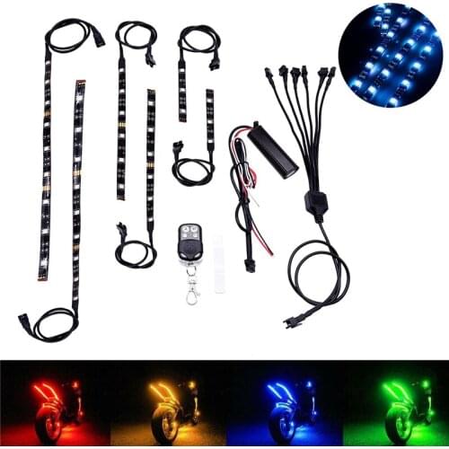 6pcs Motorcycle 18 Colors LED Neon Strip Lamp LED Decorative Light Kit Tail Light Wireless RGB Remote Control Under Glow Lights