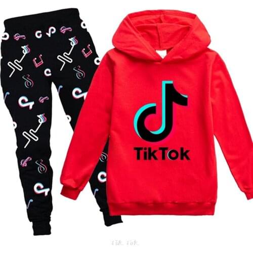 Tik Tok Hoodie Toddler Boys Clothing Set Fashion Long Sleeve Kids T Shirt Pants Children Girls Sweatshirt Suit