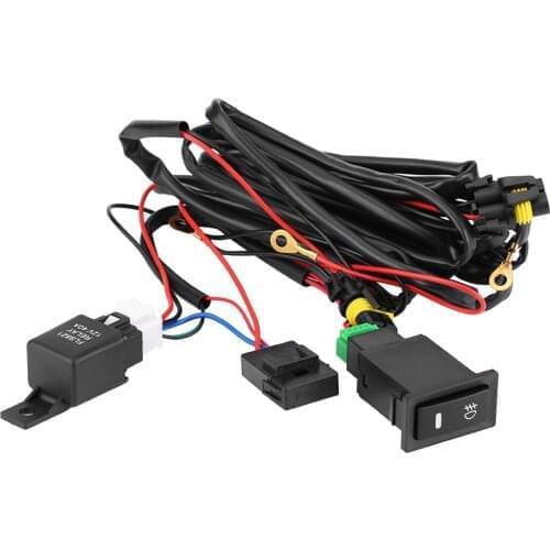 12V Universal Car LED Fog Light On/Off Switch Wiring Harness Fuse Relay Kit Automobile Fog Lamp Modified Wiring Harness