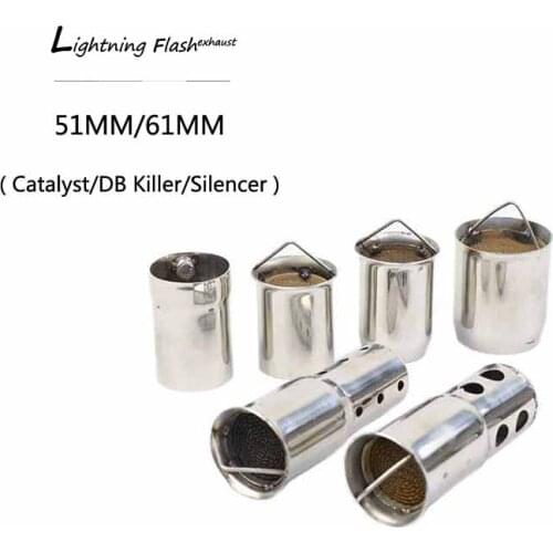 Universal 51MM/61MM Catalyst Motorcycle Exhaust Silencer Stainless Steel DB Killer Header Mid Tail Pipe Muffler