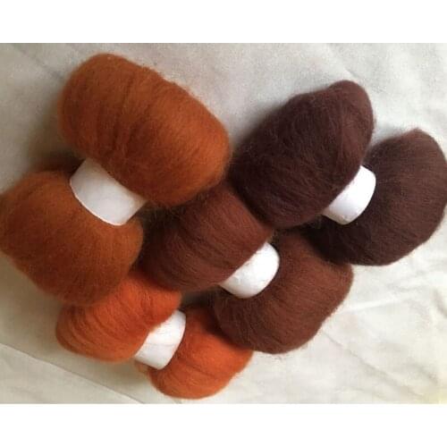WFPFBEC DIY 70s 100% wool fiber 4colors 50g/bag wool for needle felting handle tools set wool roving