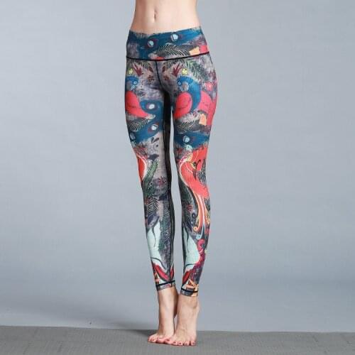 Women Sexy Color printing yoga pants High waist Tummy Control seamless Energy gymwear leggings running Active Wear Sportswear