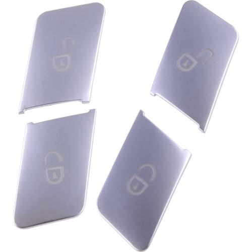 1Set Silver ABS Door Unlock Button Cover Stickers Trim Decoration Cap Moulding Fit For Mercedes Benz C W204 E W212