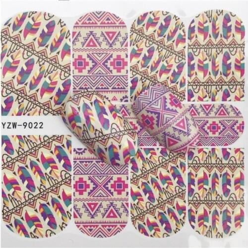 YZWLE 1 Sheets Nail Art Flower Colors Country styleWater Design Tattoos Nail Sticker Decals for Beauty Manicure Tools