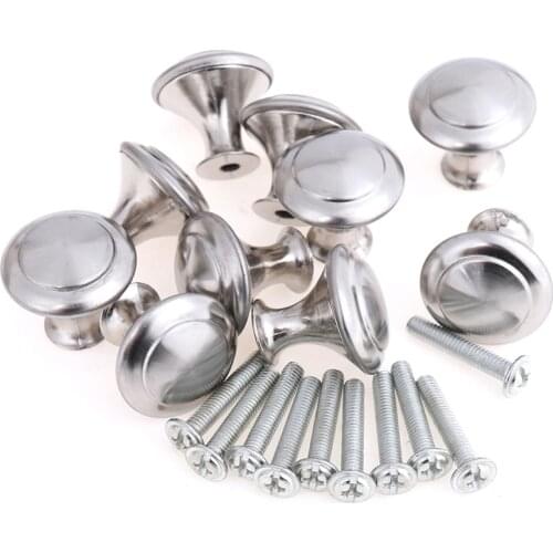 10pcs/set Stainless Steel Round Cabinet Knobs Drawer Knobs Kitchen Cupboard Pull Handles Furniture Hardware Accessory Hot