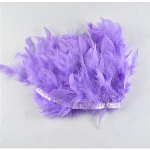 2 yards10-15 cm 4-6 inches dyed leather Light Purple Turkey feather stripe trimmed feathers trim skirt slim wedding decoration