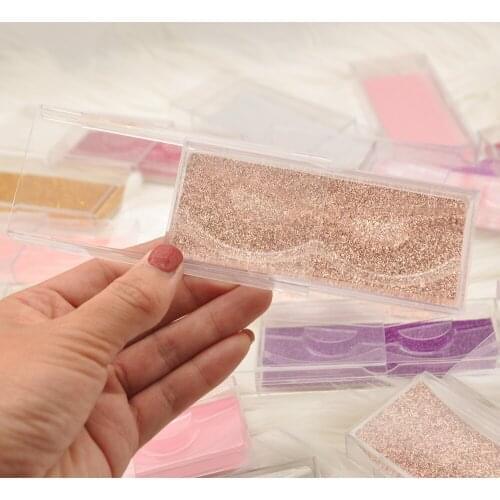 20/pack wholesale eyelashes package cases lash boxes packaging custom Logo glitter plastic sliding clear Case with trays vendors